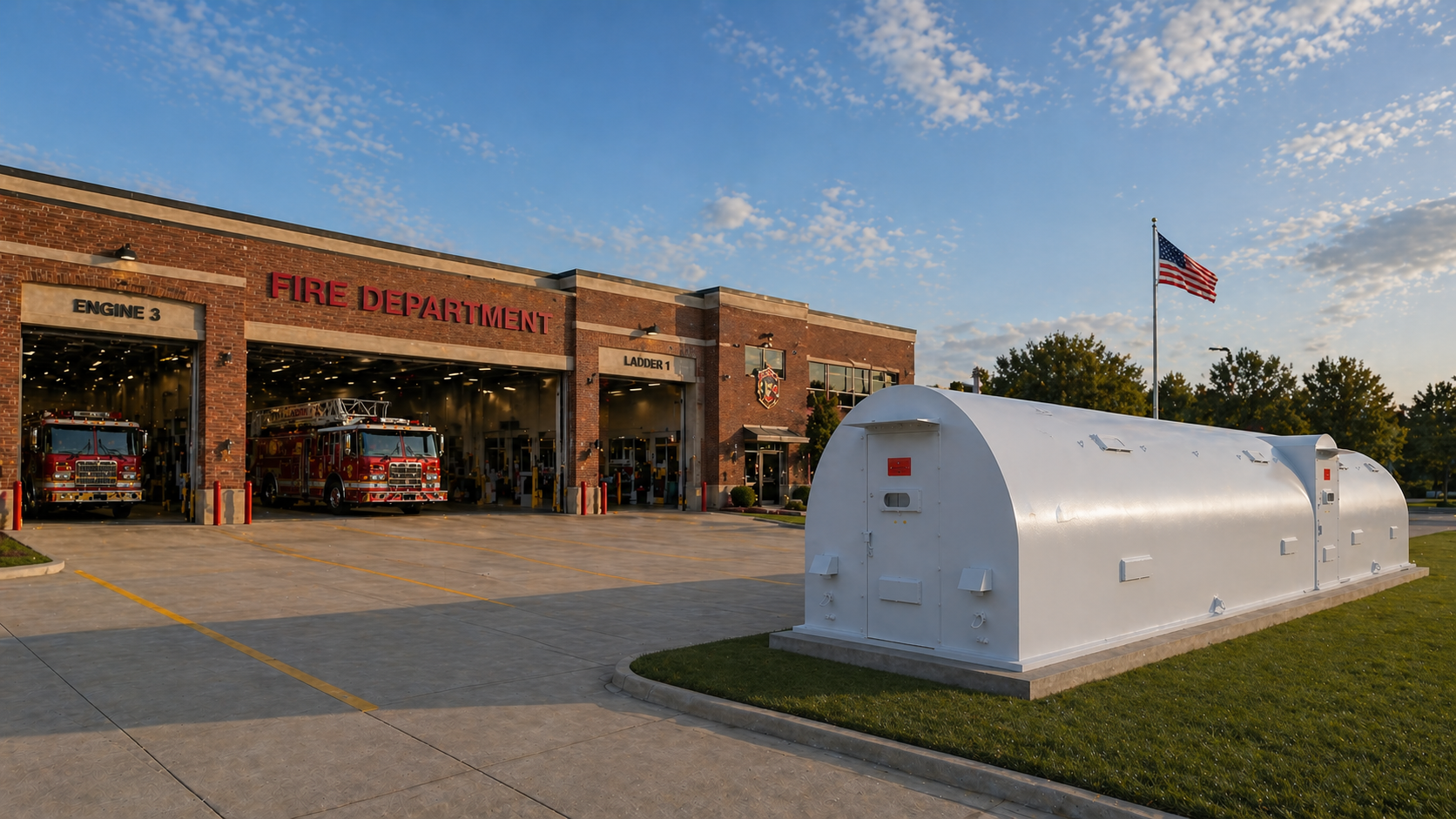 10’x48’x8’ Curved Storm Shelter 100 People