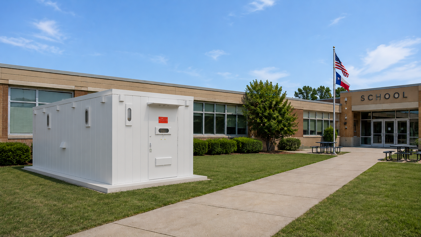 8x20 Modular safe room 4 8’x20’x8’ Panelized Community Storm Shelter with Toilet for 32 People