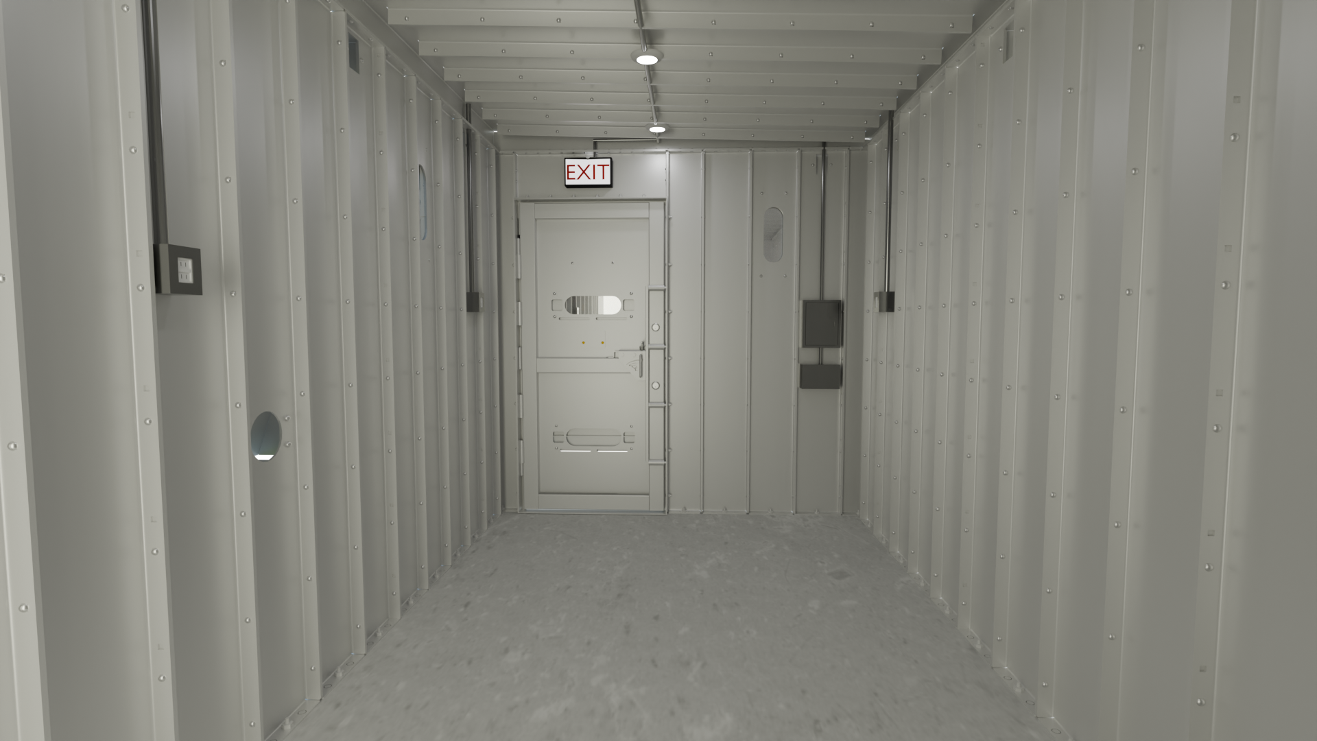 8x20 Modular safe room Int 1 8’x20’x8’ Panelized Community Storm Shelter with Toilet for 32 People