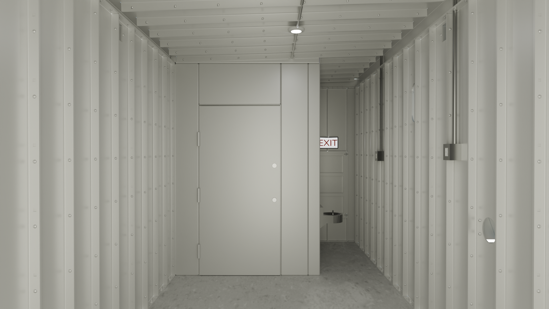 8x20 Modular safe room Int 2 8’x20’x8’ Panelized Community Storm Shelter with Toilet for 32 People